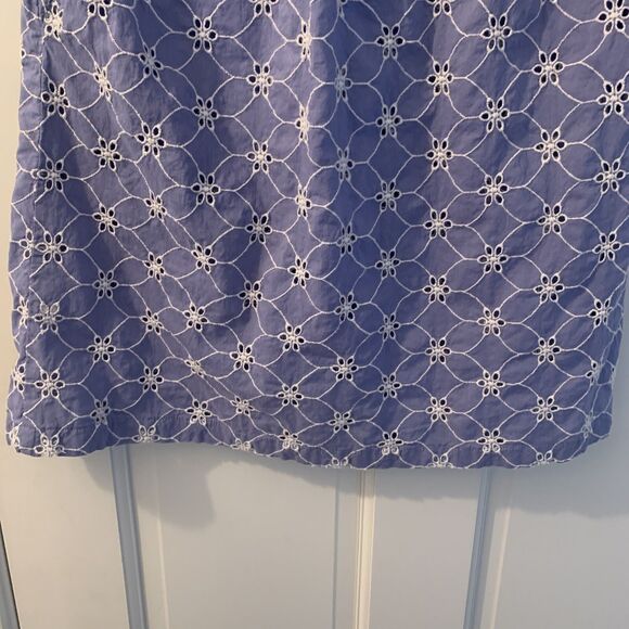 SUNDANCE CATALOG Florina Eyelet Top Size Medium Blue White Flutter Cap Sleeve - Picture 16 of 16